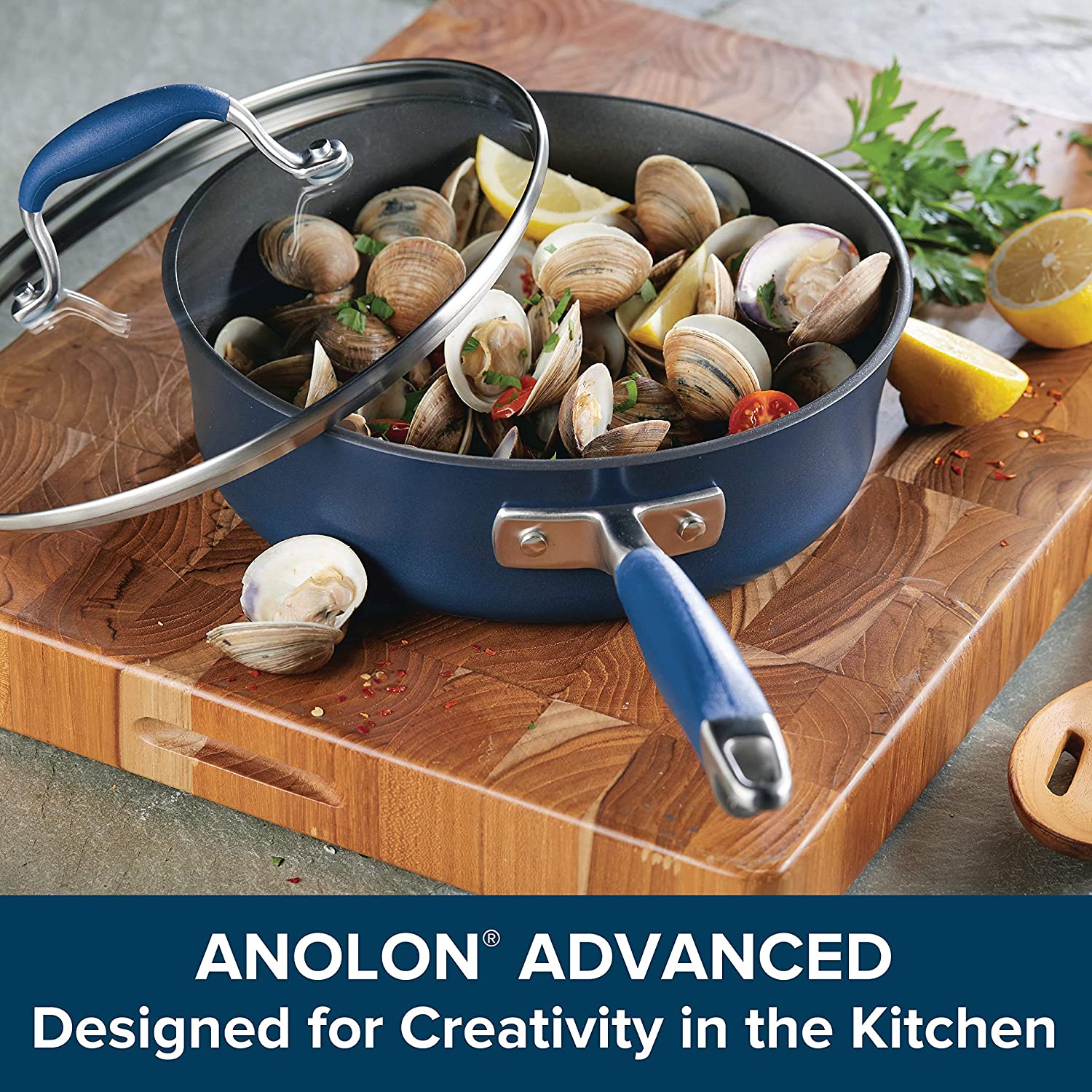 Anolon Advanced Hard Anodized Nonstick Cookware Pots And Pans Set 11 Piece Indigo Novelty Shop