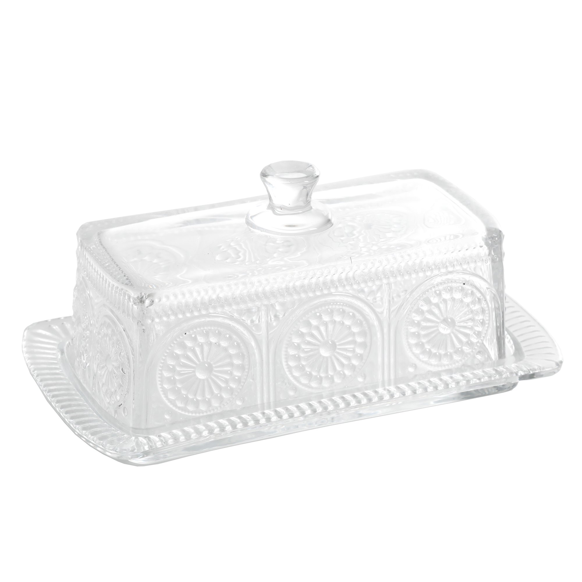 The Pioneer Woman Adeline 3-Piece Clear Embossed Butter Dish & Creamer ...