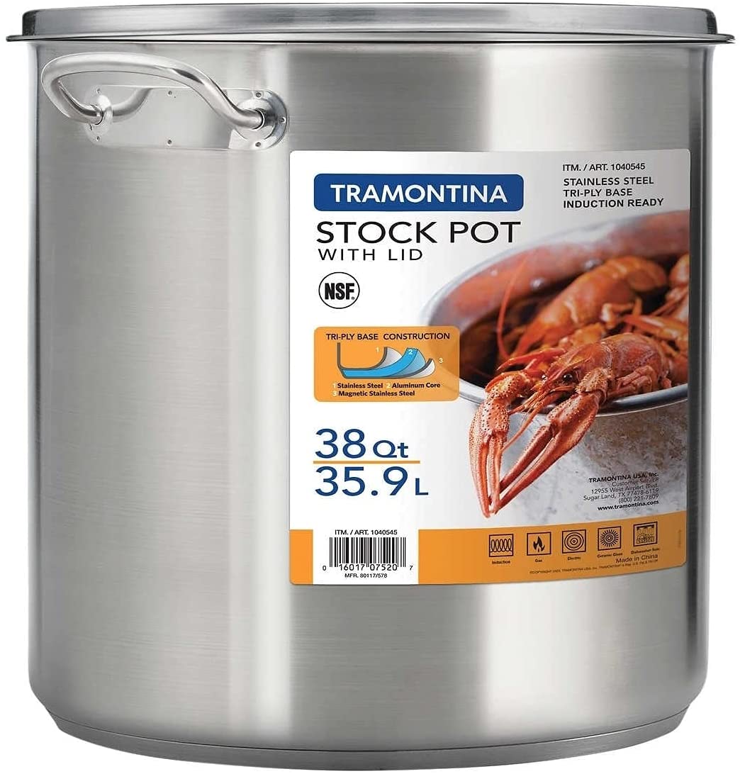 Tramontina Proline 16 qt Stainless Steel Covered Stock Pot