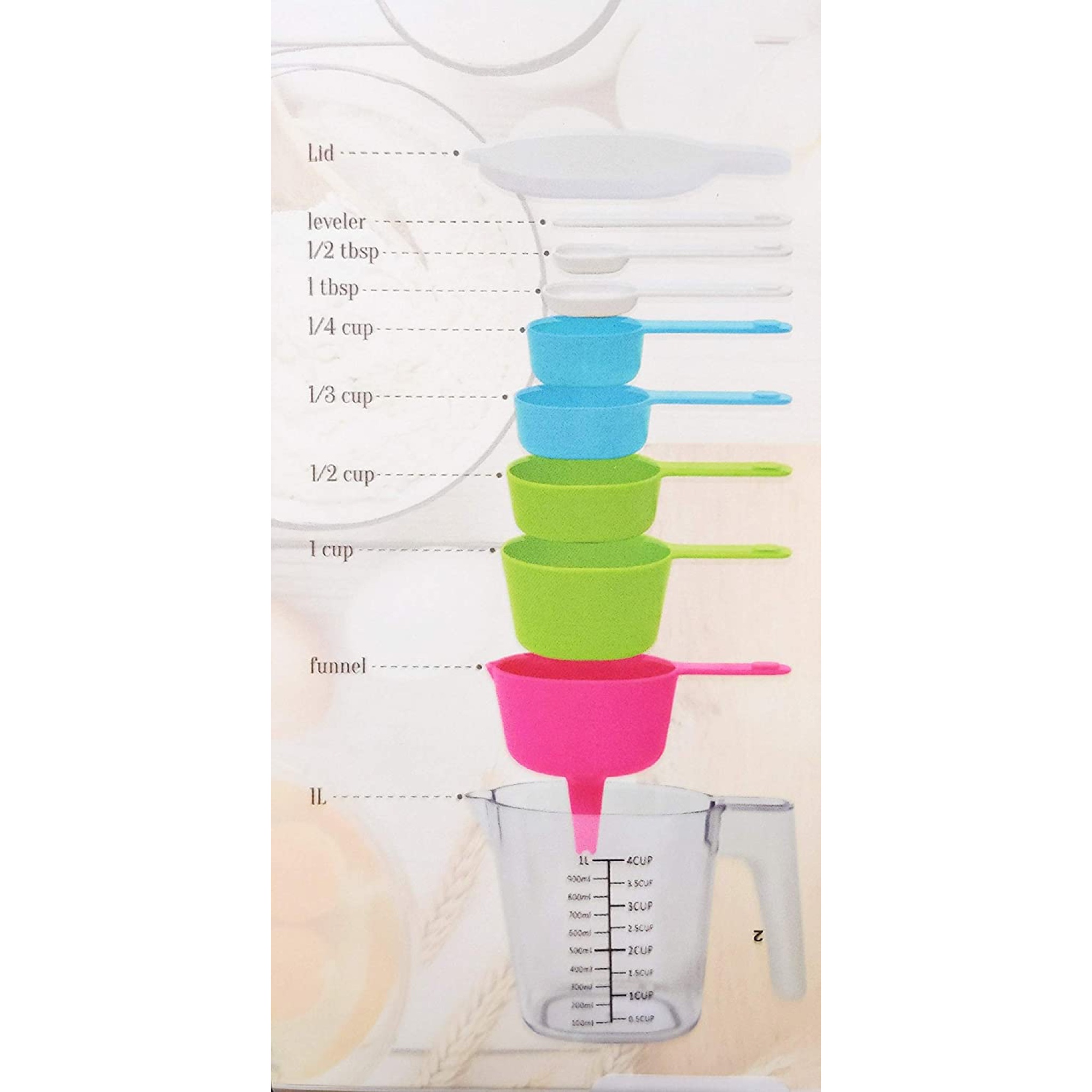 10 Pieces Measuring Cups and Spoons Set with Lid, Stackable Measuring Cup  Set for Kitchen Cooking Baking, Nesting Measuring Spoons Set for Liquid and  Dry, Space Saving, BPA Free, Dishwasher Safe 