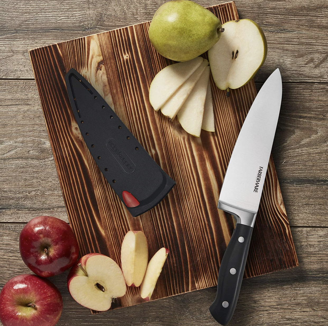  Farberware Edgekeeper Triple Riveted Slim Knife Block Set with  Built in Sharpener, 14-Piece, Navy: Home & Kitchen